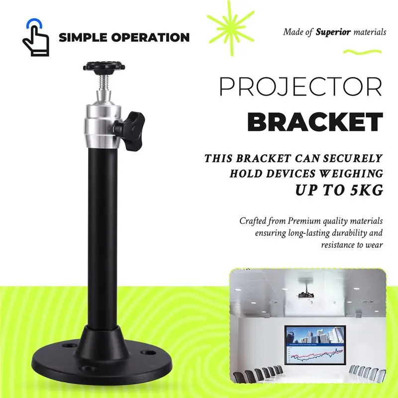 B04B-Adjustable Projector Bracket 360° Ceiling Mount Support Up To 5KG 18Cm Weight Capacity