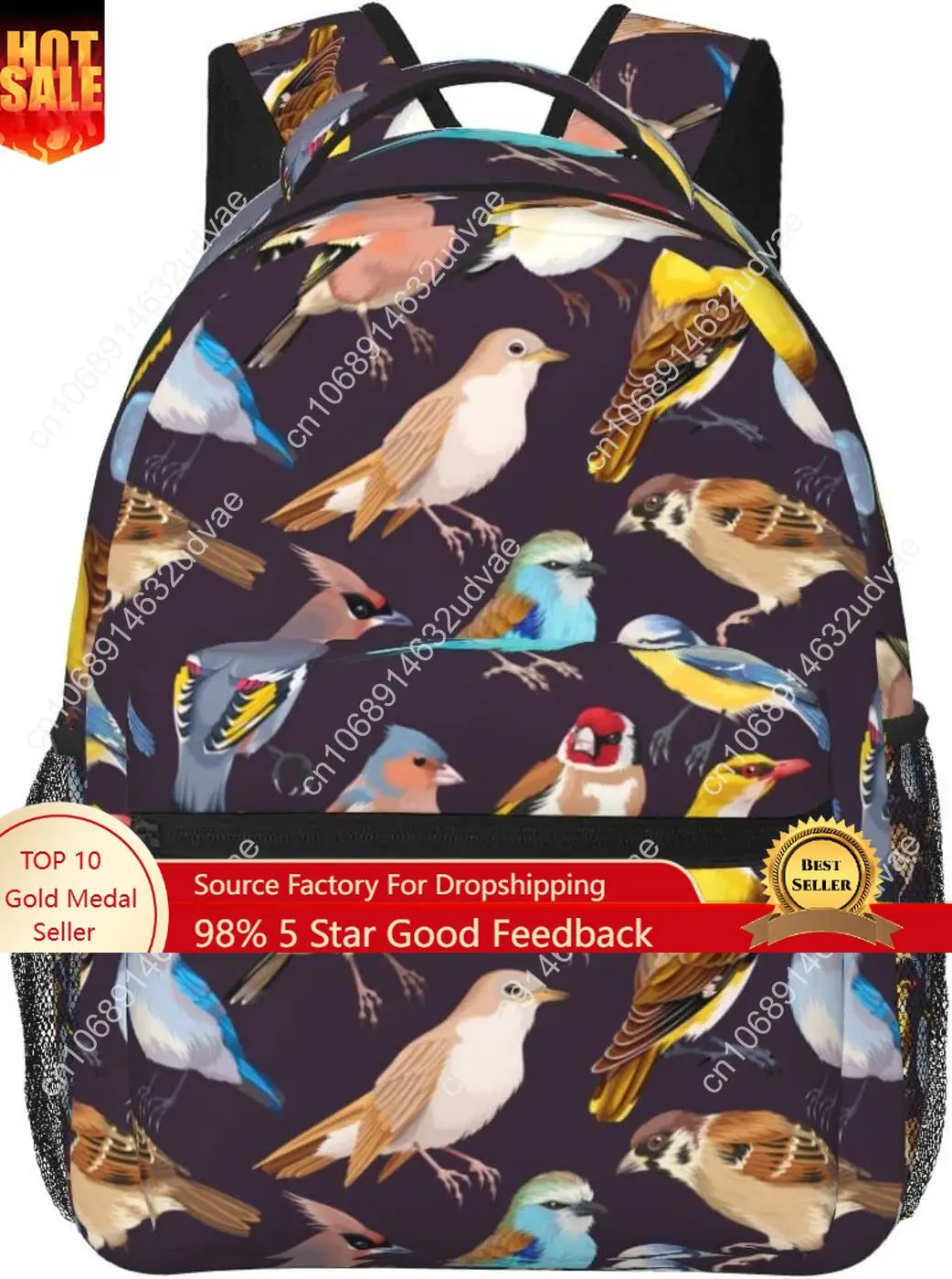 

Funny Bird Pattern Backpack Big Capacity Backpack Lightweight Casual Travel Laptop Daypack for Men Women