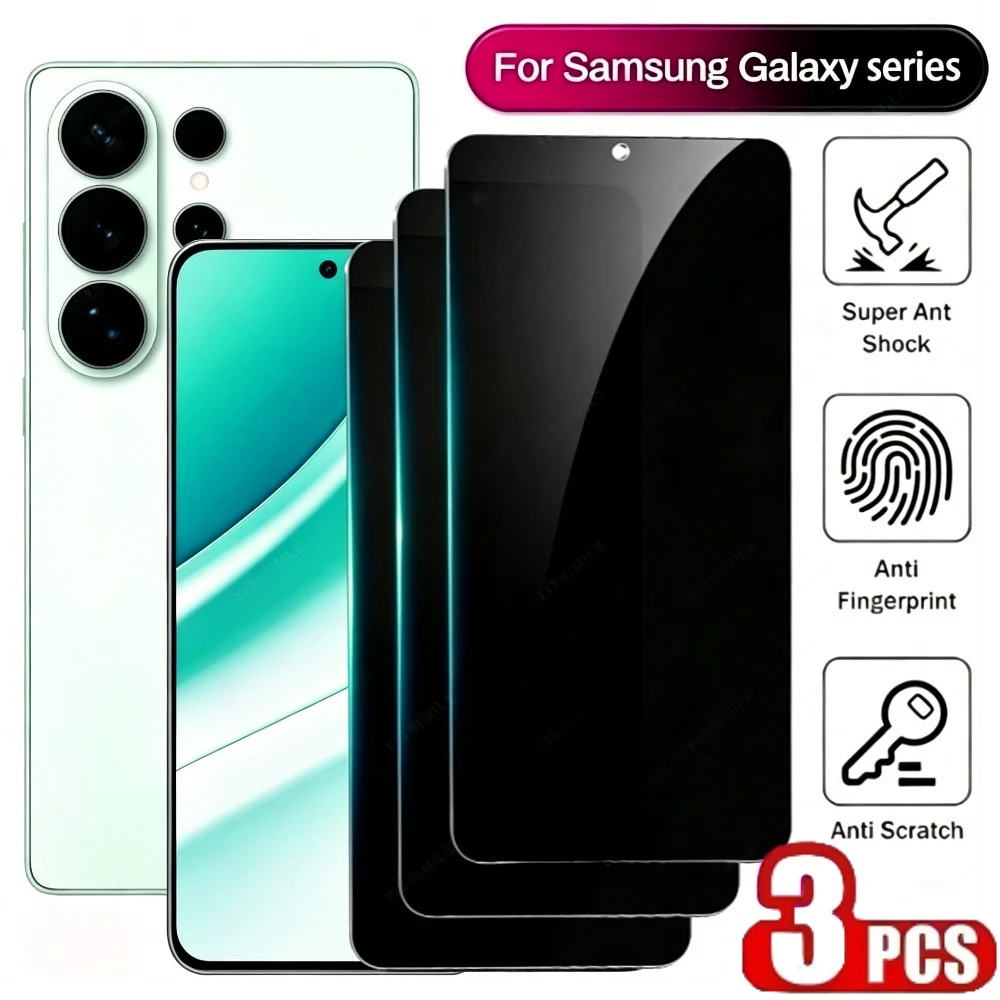 3Pcs Anti Spy Full Screen Protector for Samsung Galaxy S26 S25 S24 Ultra S23+ S22+ S21+ S25 S26 Edge Anti-Scratch Tempered Glass