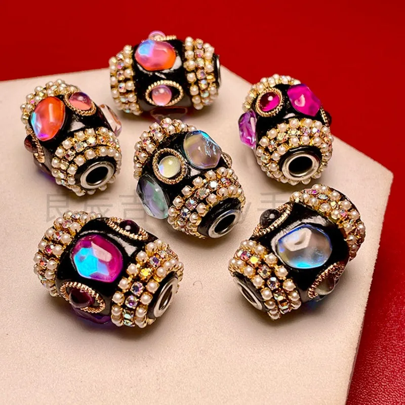 Nepal Inlay Series Handmade Bucket Beads DIY Accessories Handmade Loose Beads Bead Partition Necklace Accessories