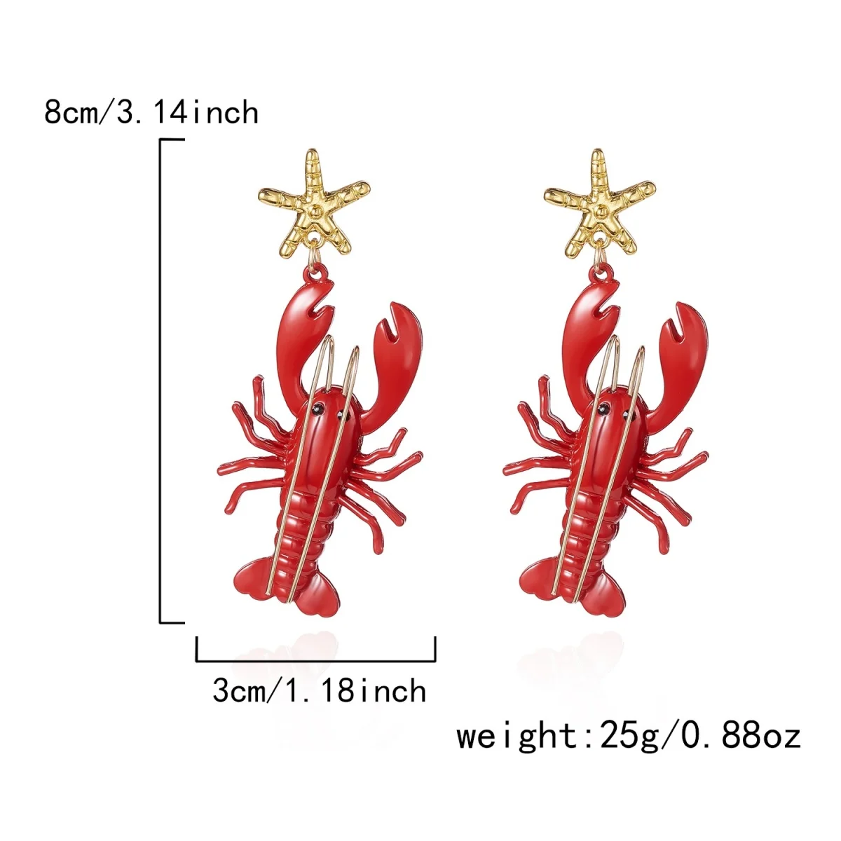 Kreative, übertriebene rote Strass-Hummer-Ohrhänger für Damen und Herren, glänzende, modische Meerestier-Sommerohrringe, Partyschmuck – Detail 40