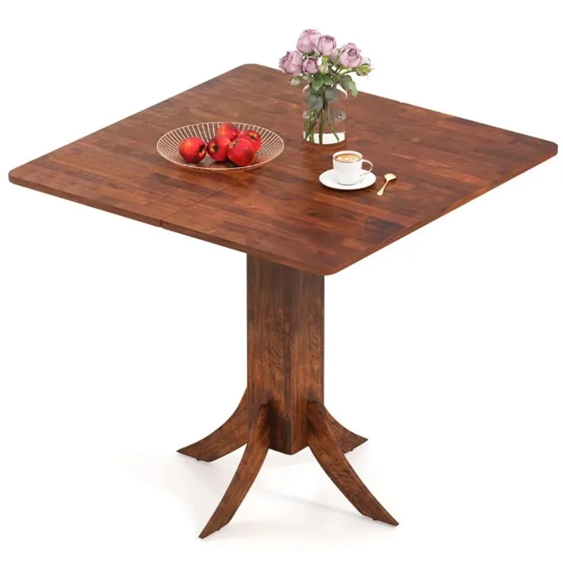 Modern minimalist square dining table with base rubber wood frame