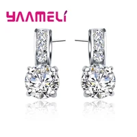 925 Sterling Silver Color Bridal Jewelry Set Classic Cubic Zircon Crystal Pendant Necklace Stud Earrings for Women Girls Gift 3