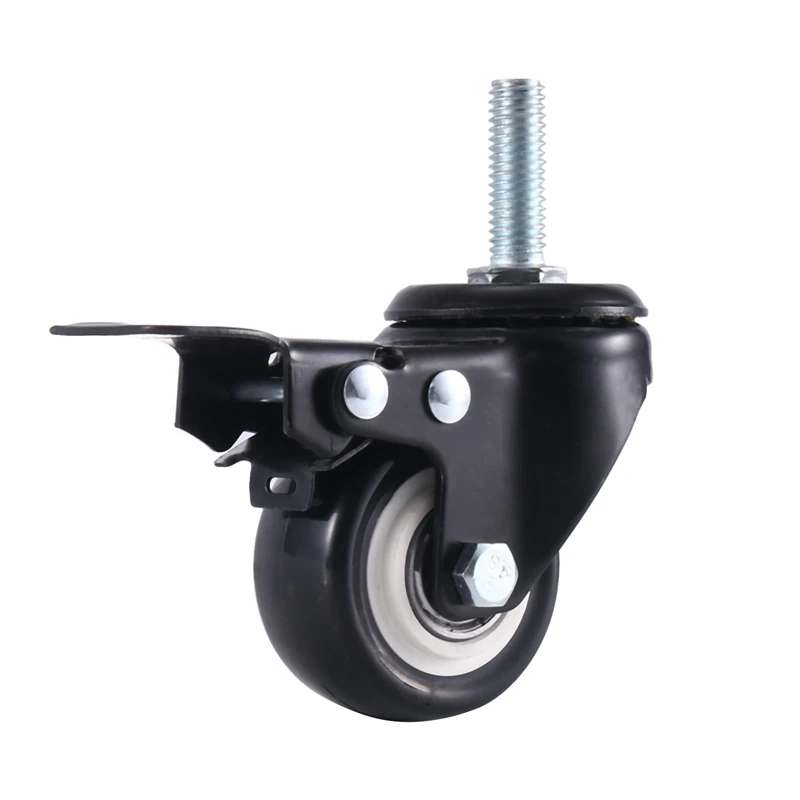 2In Casters , 3/8In 16 X 1In(Screw Diameter 3/8In, Screw Length 1In) Casters Wheels, No Noise 4 Pack Casters With Brake