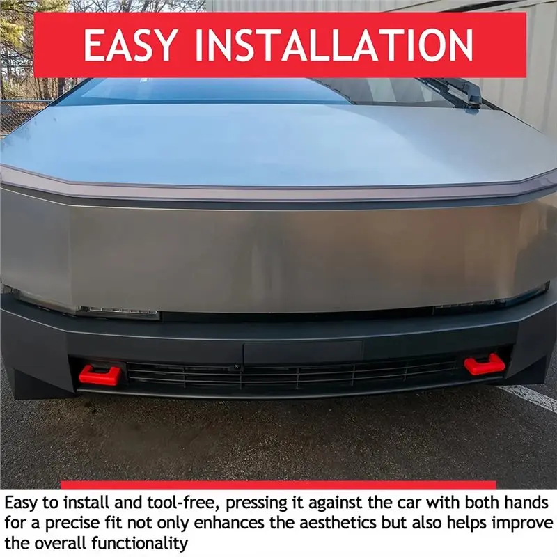 غطاء خطاف السحب الأحمر مناسب لملحقات خطاف السحب الأمامي Tesla Cybertruck 2024 2025 #2