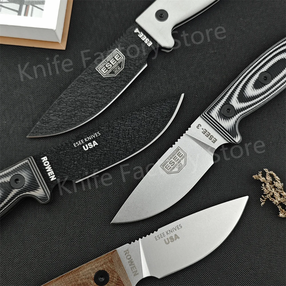 4 Styles NEW ESEE Fixed Blade Knife 9Cr18Mov Blade G10 + Hemp Handle Outdoor EDC Survival Camping Hiking Hunting Tools Gift