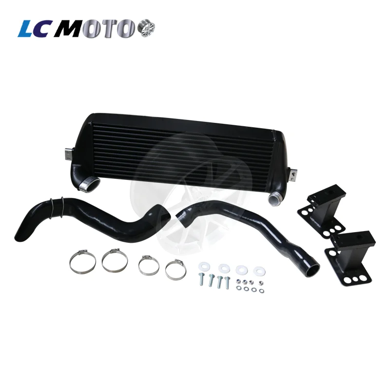 For 2008+ Fiat Abarth 500 Series Aluminum FMIC Intercooler Kit With Complete Silicone Pipes Upgrade