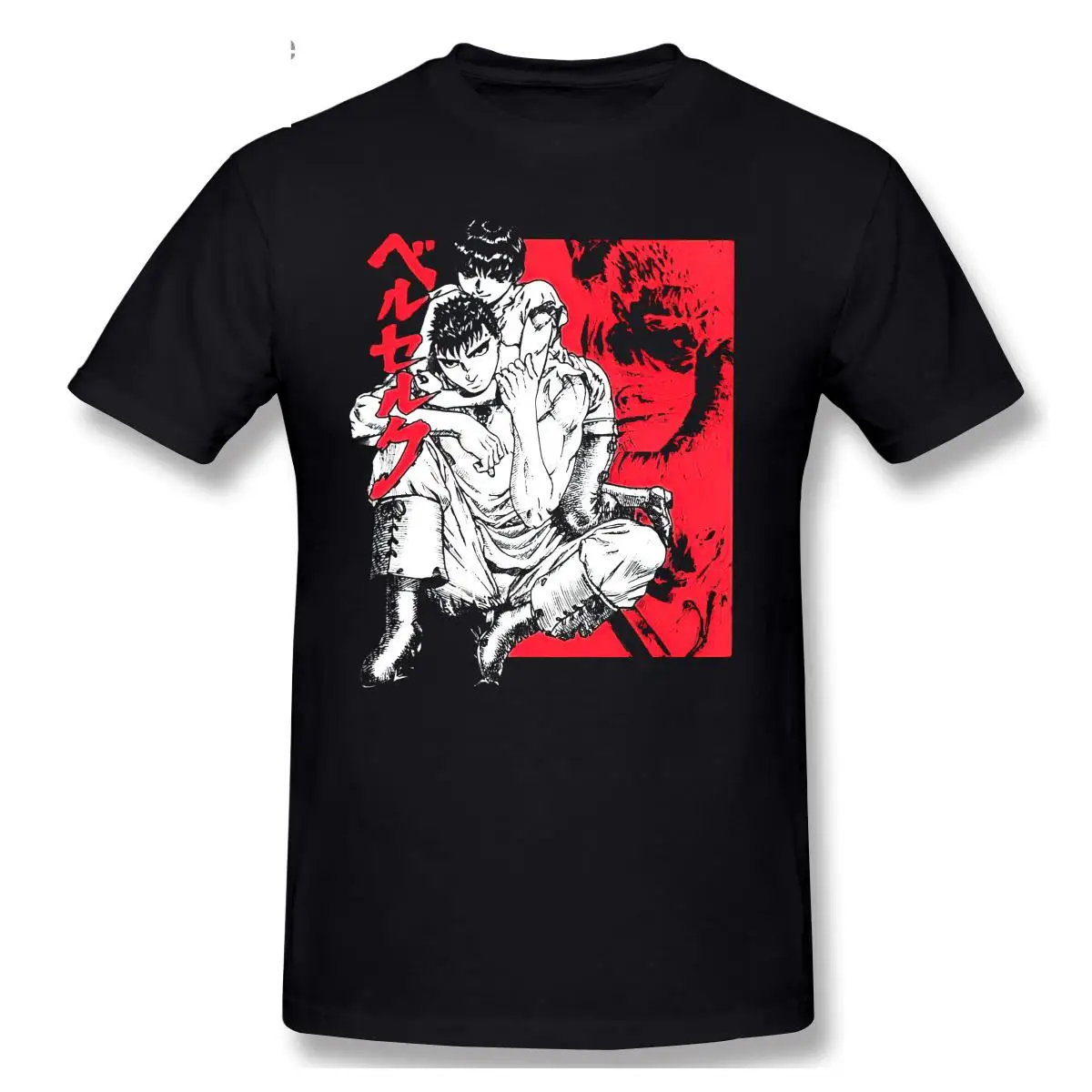 

Fashion Japanese Anime Berserk T Shirt Men 100% Cotton Guts T-shirt Short Sleeve Manga Gattsu Tee Slim Fit Clothing Merch Gift