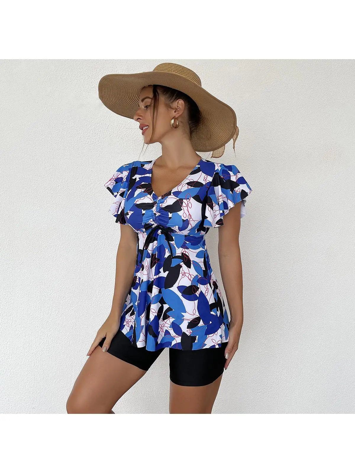 جديد المرأة Tankini ملابس السباحة الأزهار طباعة بيكيني التستر بوت الرياضة Fitn ملابس السباحة مادة البوليستر #3