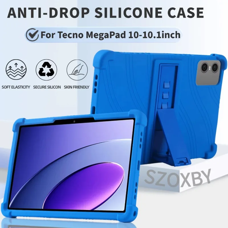 

Для Tecno MegaPad10 10,1-дюймовый чехол для планшета Android, подставка, регулируемый противоударный чехол, мягкая силиконовая подставка, защитный чехол