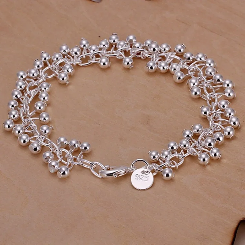 925 Silver Bracelets Charms Bead Chain Fashion Cute Nice Women Grapes Bracelet Wedding Jewelry Free Shipping