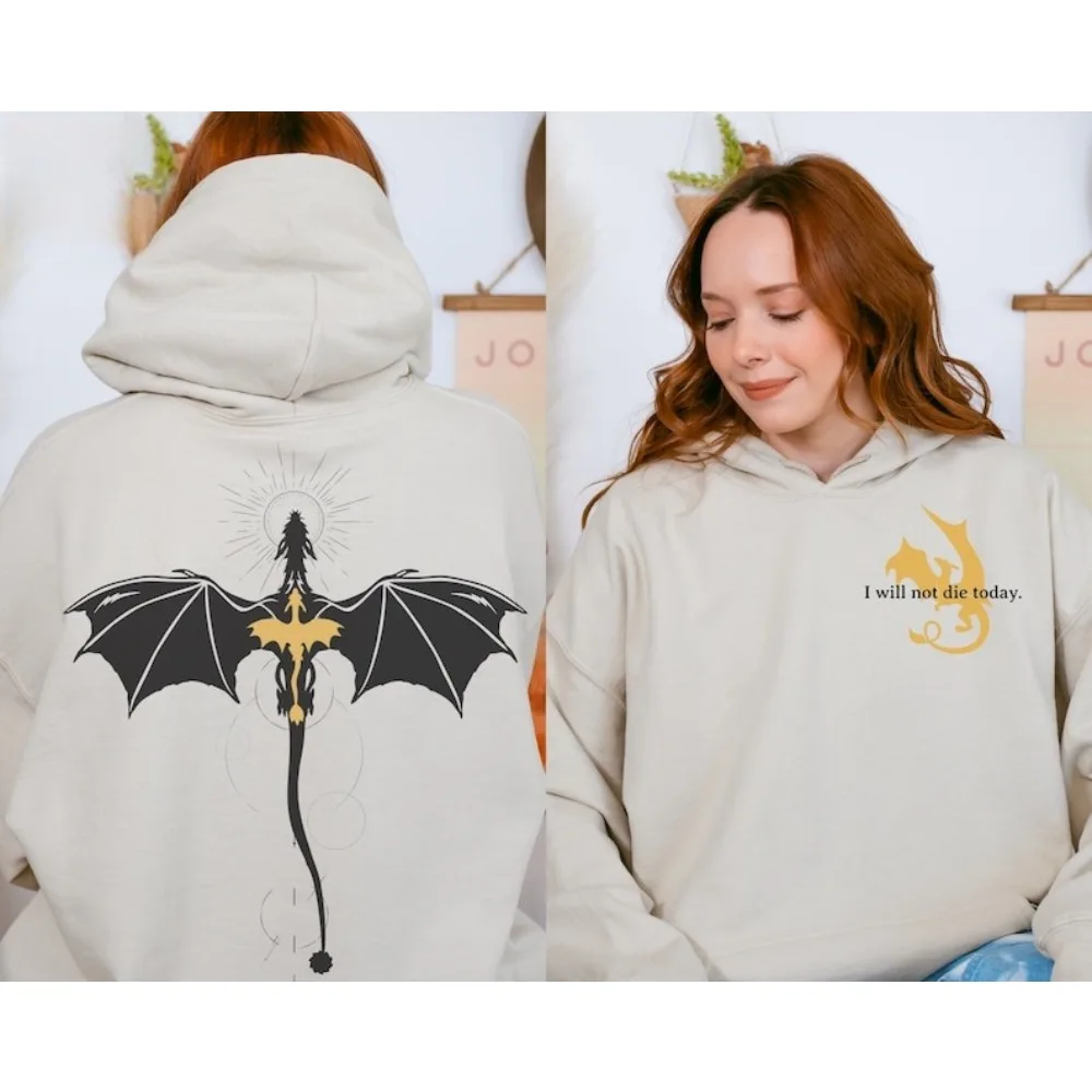 Dubbelzijdig Violet Sorrengail's Dragon Mark Hoodie Vierde Vleugel Capuchon Boekenliefhebber Cadeau voor Boekenliefhebber Mannen Vrouwen Kleding