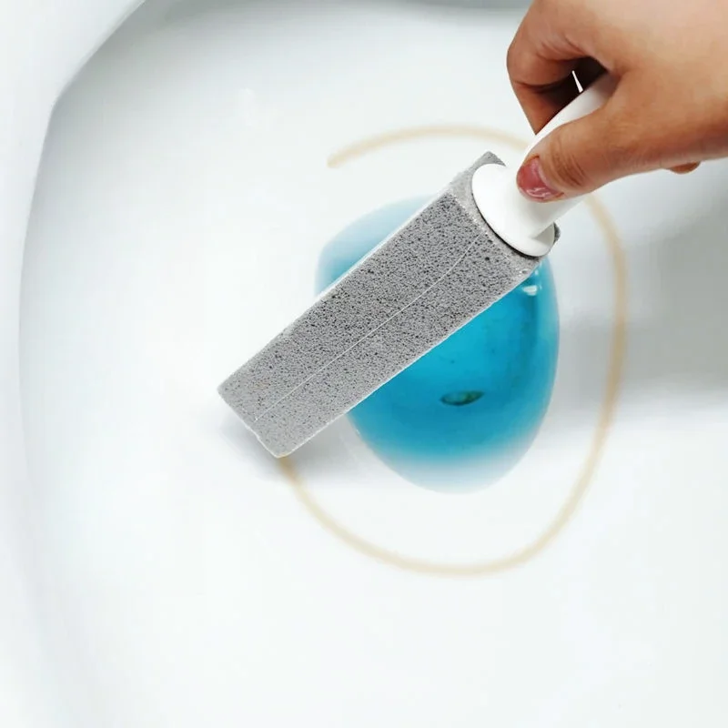 Pumice Stone Toilet Brush Without Dead Ends, Powerful Urine Scale Remover, Stains, Clean Water Level Line, Toilet Wash Brush