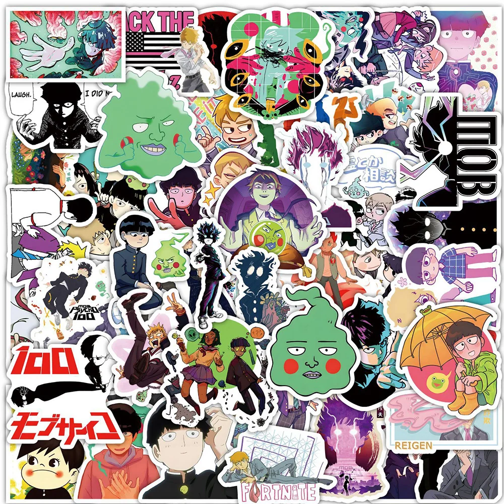 10/30/50pcs Cartoon Mob Psycho 100 Stickers Cool Classic Anime Decals for Kids Toy Laptop Skateboard Phone Graffiti Sticker Pack