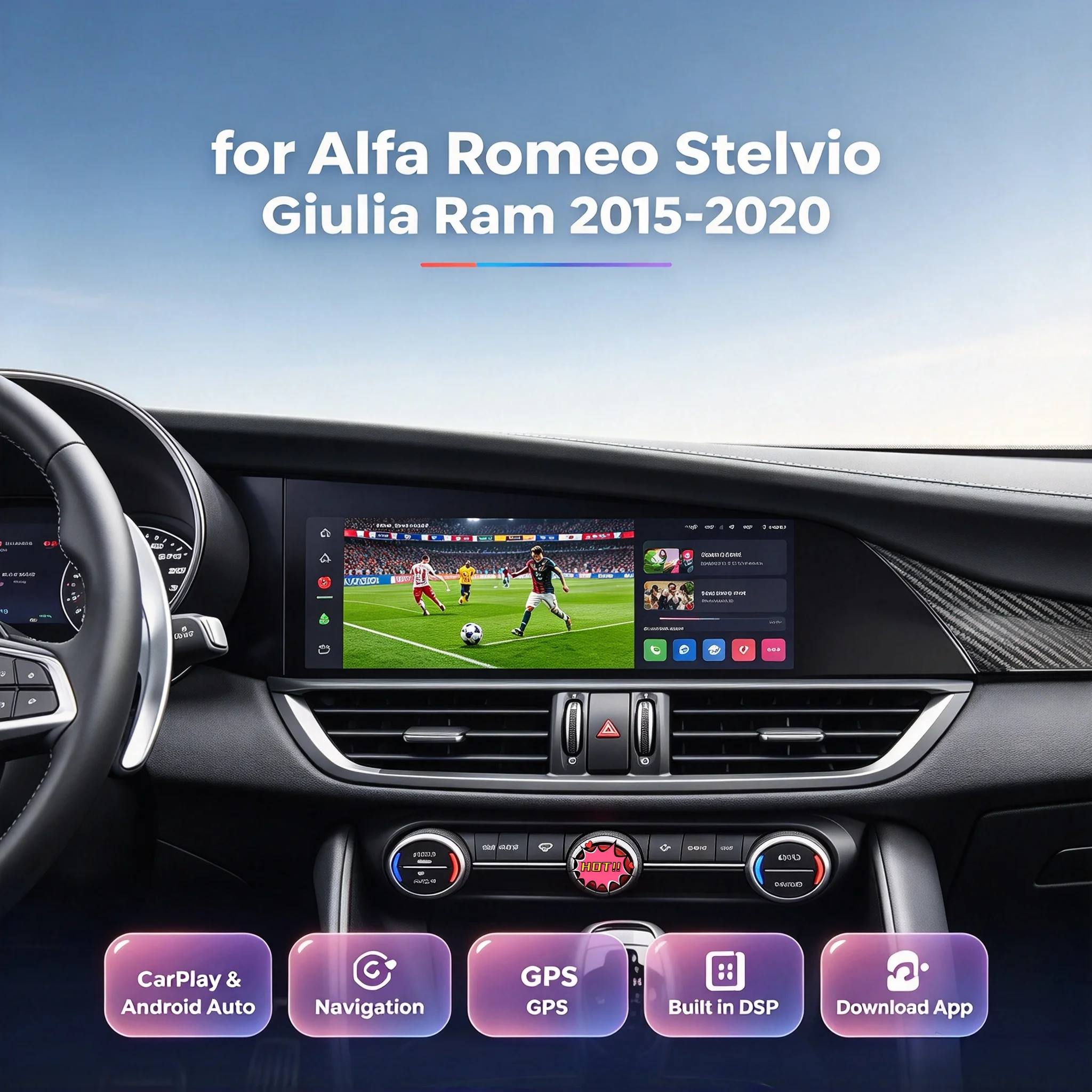 2025 Newest 10.25 ‘’Android 14 for Alfa Romeo Stelvio Giulia Ram 2015-2020 GPS Navigation WIFI DSP 4G Apple Carplay Car Radio