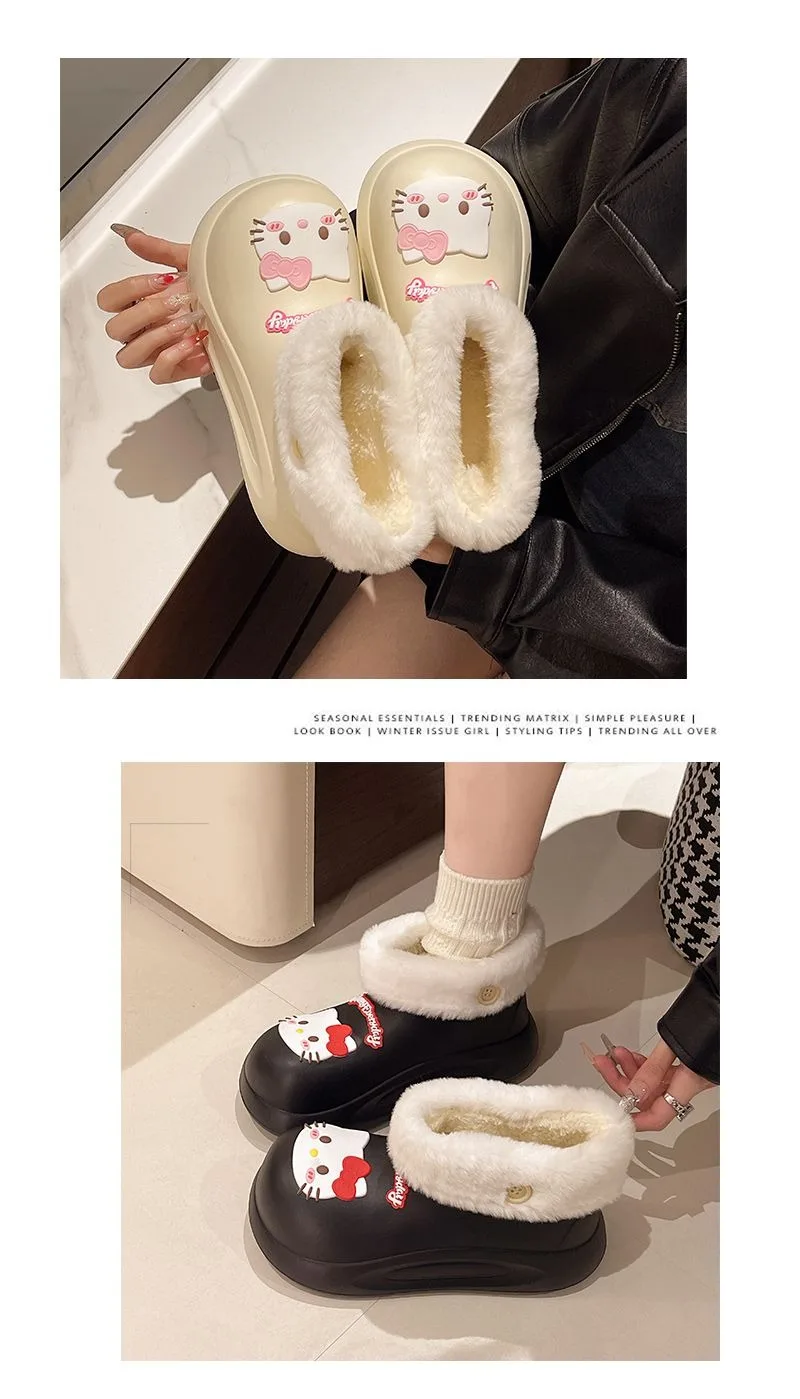 Dolce Hello Kitty Anime Kawaii Sanrio Stivali da pioggia corti Inverno Nuovo carino staccabile con suola morbida Stivali da neve caldi Scarpe Regali