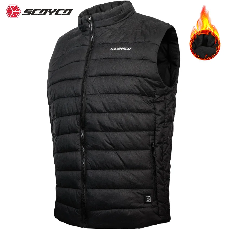 Scoyco Electric Heated Motorcycle Vest Autumn Winter Warm Motorbike Rider Vest Men Women Zones Heated USB Jackets Motocross Vest