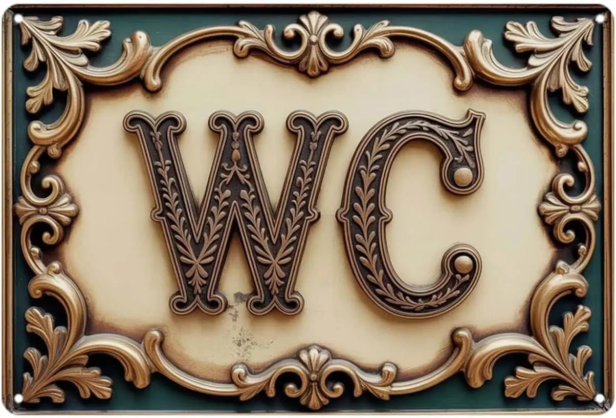 WC Toilet Bathroom Tin Sign Retro Restroom Door Plate Vintage Metal Signs Wall Art Decor for Home Bedroom Kitchen Bar Cafe Garde