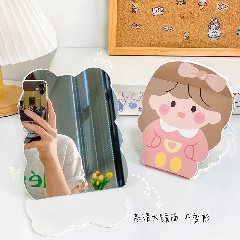 Creative Alien Makeup Mirror Student Desktop Folding Mirrors Portable Cute Paper Mirror Portable Cartoon Small Mirrors