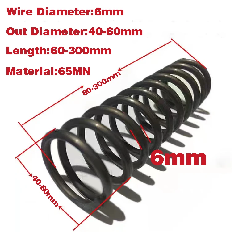 1PCS Custom Heavy Duty Big Shock Absorbing Steel Coil Compression Spring,6mm Wire Dia*40/45/50/60mm Out Diameter*60-300mm Length