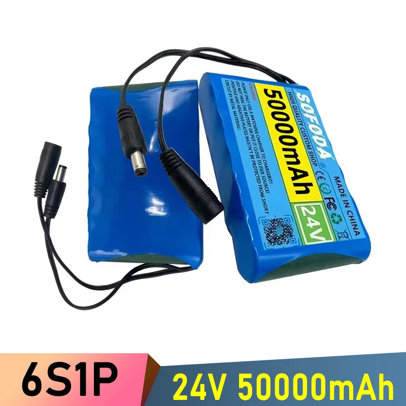 24V 6S1P Akkupack 50000mAh Wiederaufladbarer Lithium-Ionen-Akku 50Ah Kapazität für CCTV-Kamera-Monitor mit DC 25,2V 1A Ladegerät