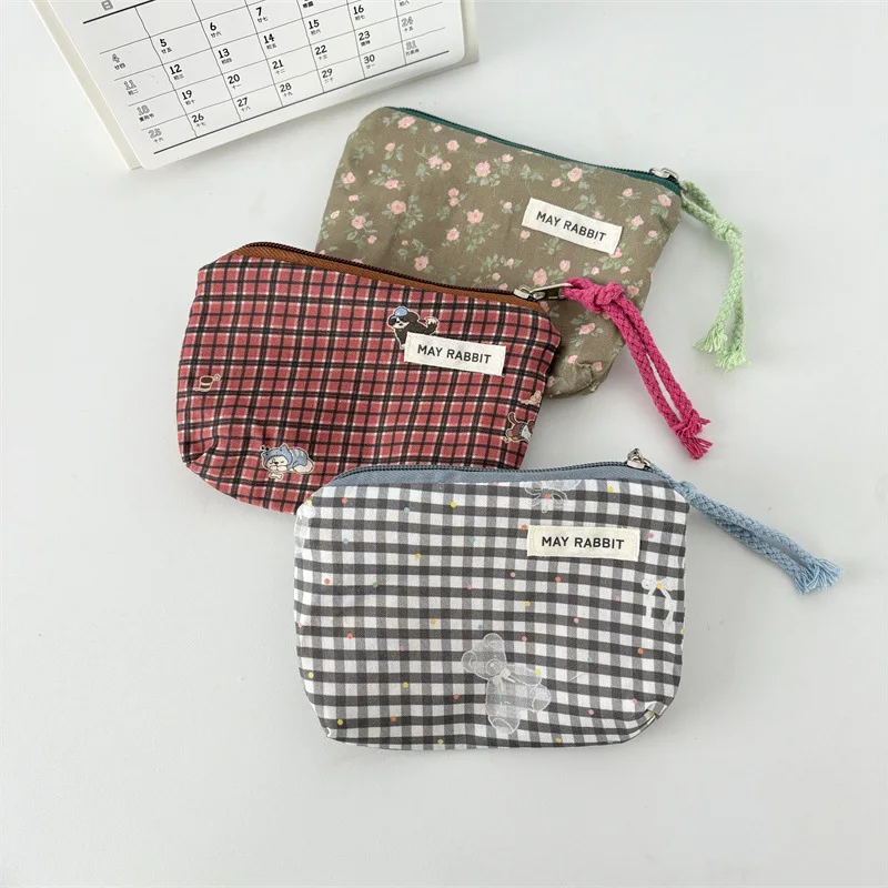 YIFAN  Wholesale 4 Bags /Set, Cotton Coin Purses Retro Women  Cosmetic Bag Toiletry Makeup Organizer Pouch Zipper for Girs