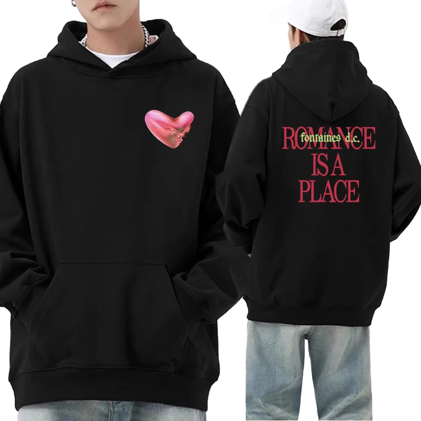 

Hot New Fontaines Long sleeve Hoodie Romance Is A Place Double Sided Print Pullover Fleece Loose Autumn Winter Sweatshirt Unisex