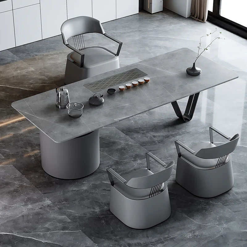 

Light and luxurious rock plate tea table, intelligent and creative tea making table, chair, desk, integrated tea set, office tea