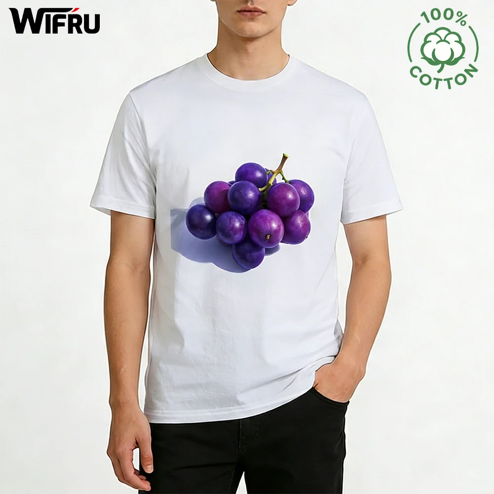 

Funny Fruit Pattern T-shirt Summer Daily Casual Skin-friendly Short Sleeve Tops Men's Versatile Natural Cotton Anti-wrinkle Tee