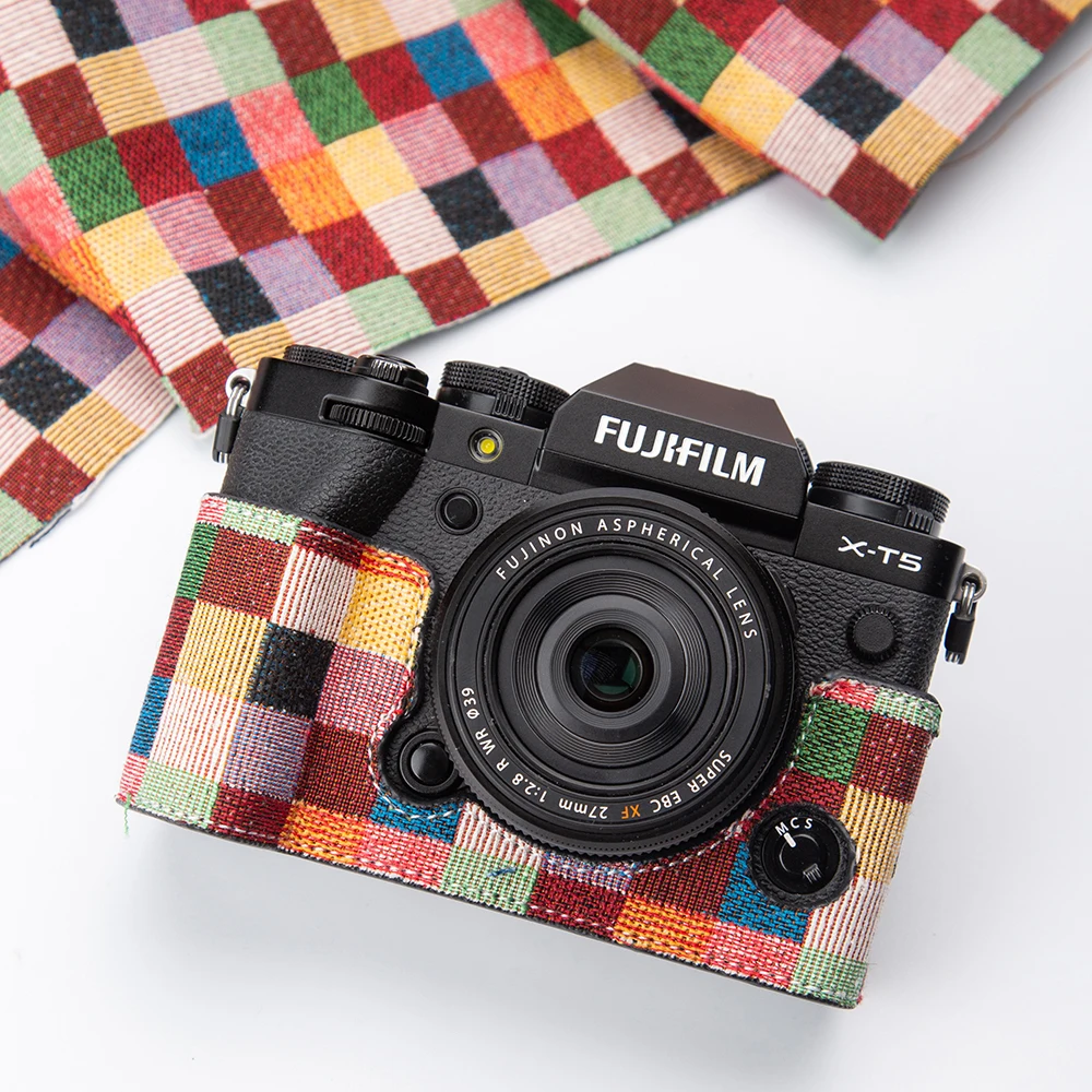 

Handmade X-T5 Camera Bag Denim XT5 Case Half Bag Xhalf Protective Case for Fuji Xhalf X100VI X-T5 XT5 Case X100VI Camera Bag Box