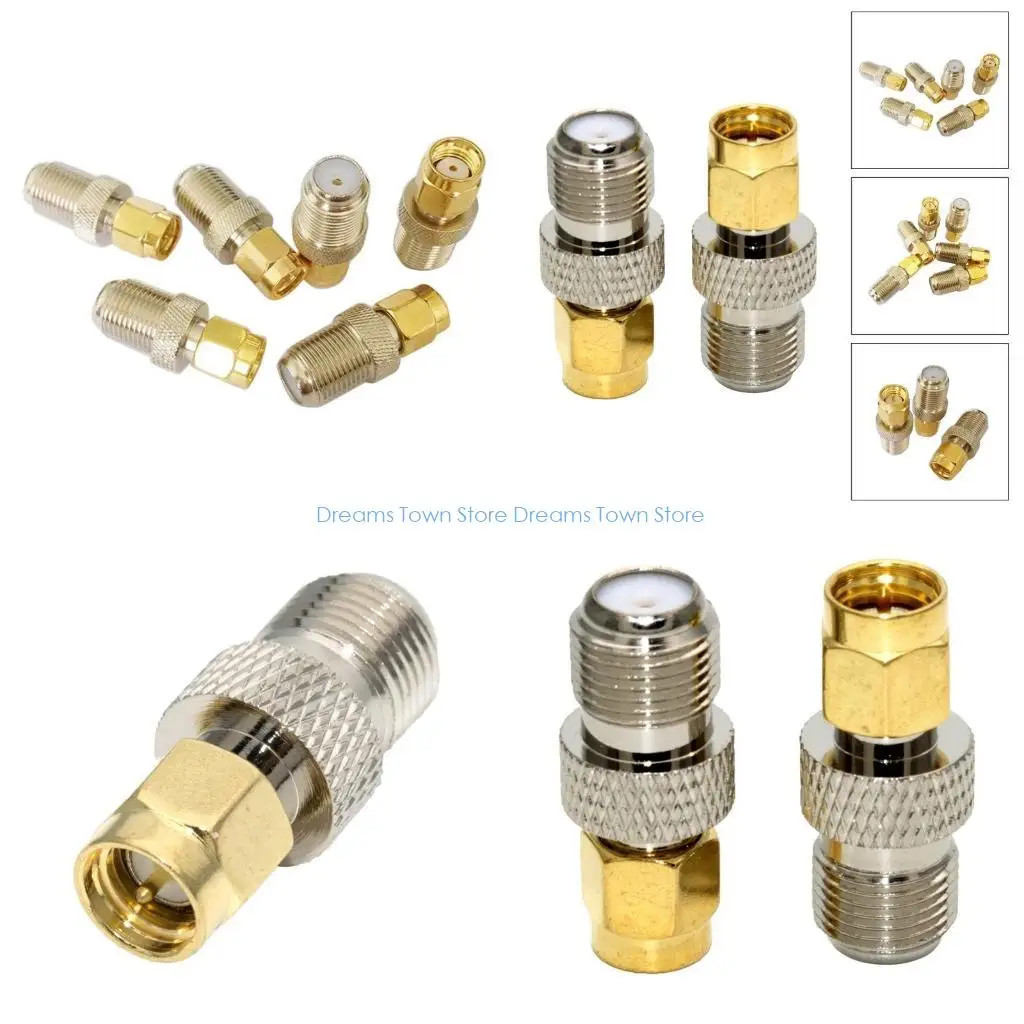 HX6A 10PCS Quality SMA Male to F Female RF Coaxial Adapter F Type to SMA Converters RF Coax Straight Connector Gold plated