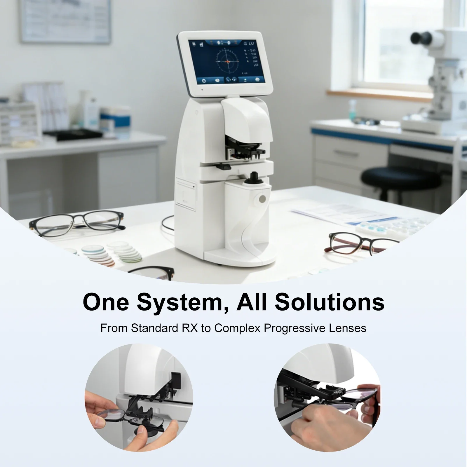 Auto Lensmeter Digital Lensometer Automatic Lens Meter With PD UV Printer 7 inch screen Focimeter