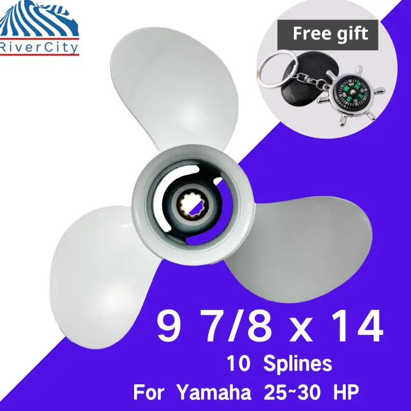 

Outboard Propeller For Yamaha 20hp 25hp 30hp 9 7/8x14 Boat Aluminum Alloy Screw 3 Blade 10 Spline Marine Engine