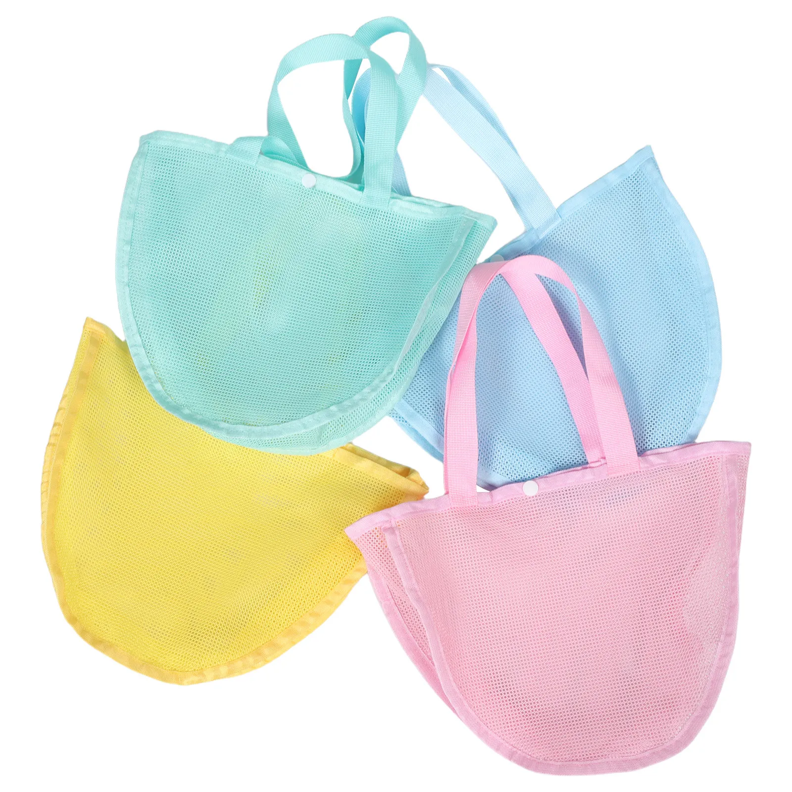 4pcs Kids Beach Mesh Bags – Portable Sand & Shell Collection Totes for Pool, Outdoor, Travel
