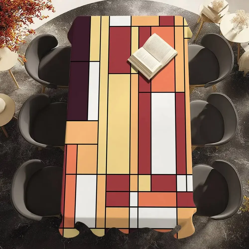 

Скатерть в стиле P-Piet Mondrian, водонепроницаемая, устойчивая к пятнам, полиэстеровая скатерть для украшения, обеденная, кухонная, вечерние скатерть