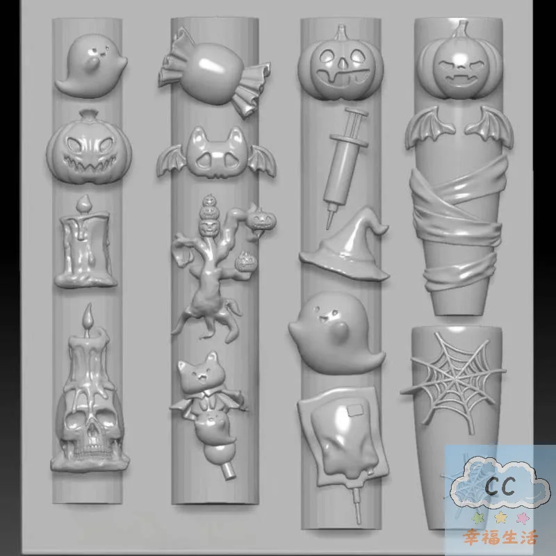 جديد 3D هالوين مسمار الفن العفن، سيليكون اليقطين الجمجمة الخفافيش شبح العنكبوت قالب الويب، DIY مانيكير تصميم أداة للأظافر مخيف