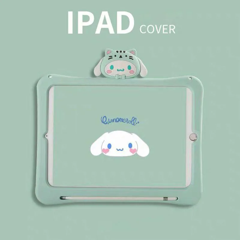 

Kawaii Cinnamoroll Ipad Protective Case Cartoon Silicone Anti-Falling Shell with Pen Slot for Ipad /mini /air /pro Series