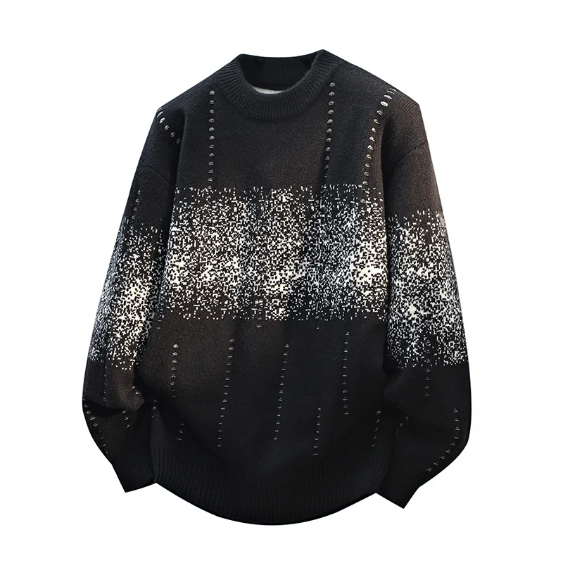 

Мужской вязаный свитер свободного кроя с цветовыми блоками, повседневный, с длинным рукавом, круглым вырезом, пуловер, осенне-зимний, модный