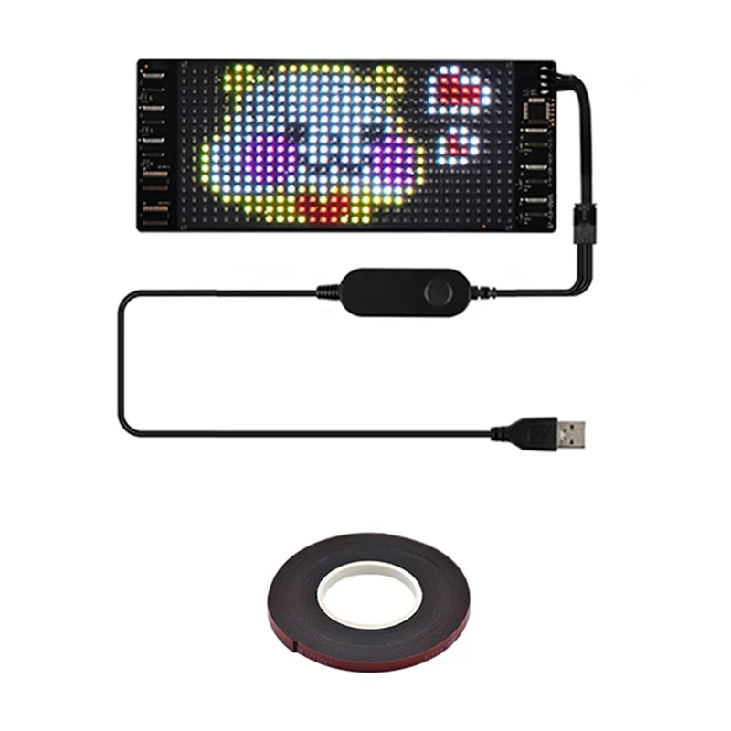 Pannello pixel LED, modulo LED flessibile USB 5V Display di animazione testo a scorrimento RGB, APP Bluetooth, 16X32 LED 7X17 cm Installazione semplice
