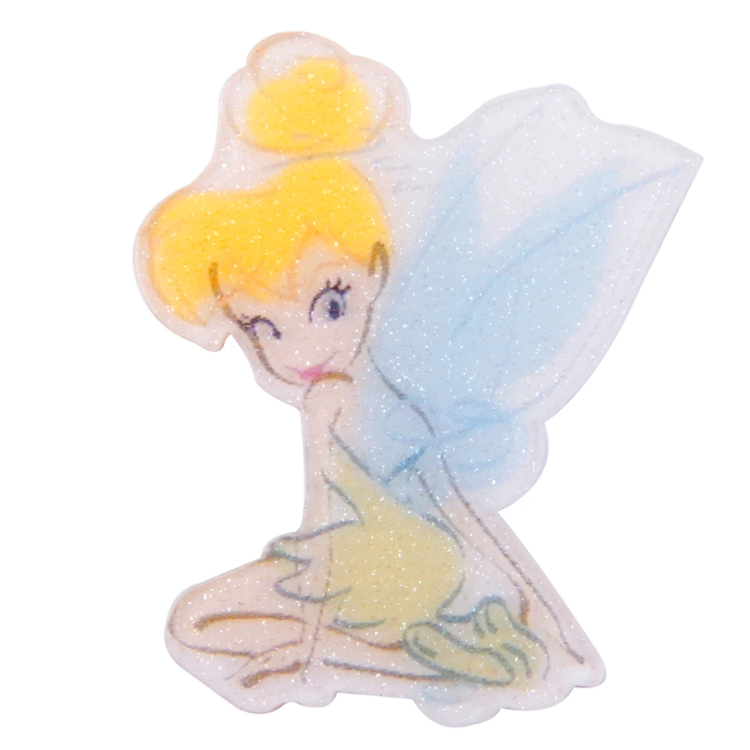 Disney Tinkerbell 5pcs Planar Resin Flatback Glitter Claer Acrylic Craft Supplies Cabochon Scrapbook DIY Hair Bow Material