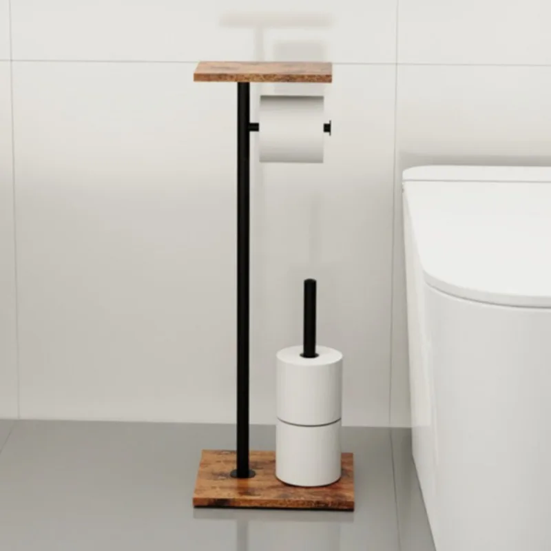 Floor Toilet Paper Holder Bathroom Tissue Rack Multifunctional Tissue Holders Wood Elegant Napkin Racks Bathrooms Accessories