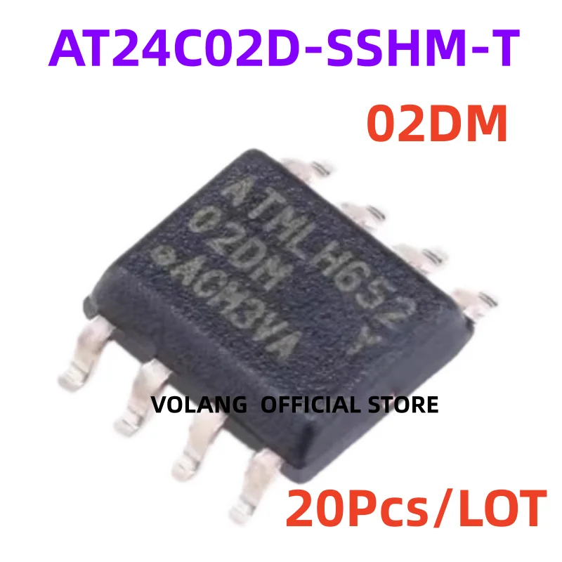 20Pcs AT24C02D-SSHM-T SOIC-8 CHIP EEPROMs Mark 02DM SOP-8