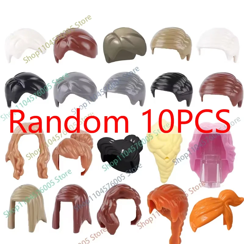 MOC Braune Haare Bausteine Stadt Figuren Körper Kreative Zubehör Blond Gold Weiß Teile DIY Hüte Mini Ziegel Montieren Spielzeug S04