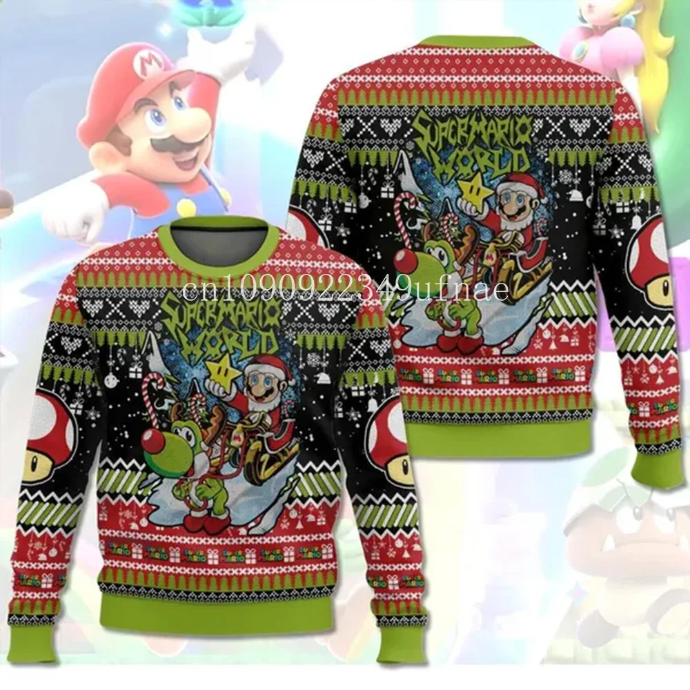 Boo Super Mario Bros Ugly Christmas Sweater Unisex Kids 3D Ugly Sweater Christmas Party Shirt Mens Winter Pullover