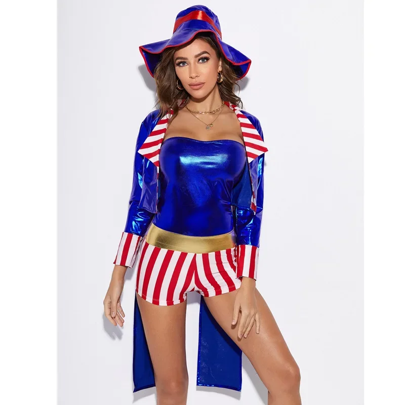 

Sexy Female Circus Magician Fantasia Costume Halloween Party Funny Clown Cosplay Dress