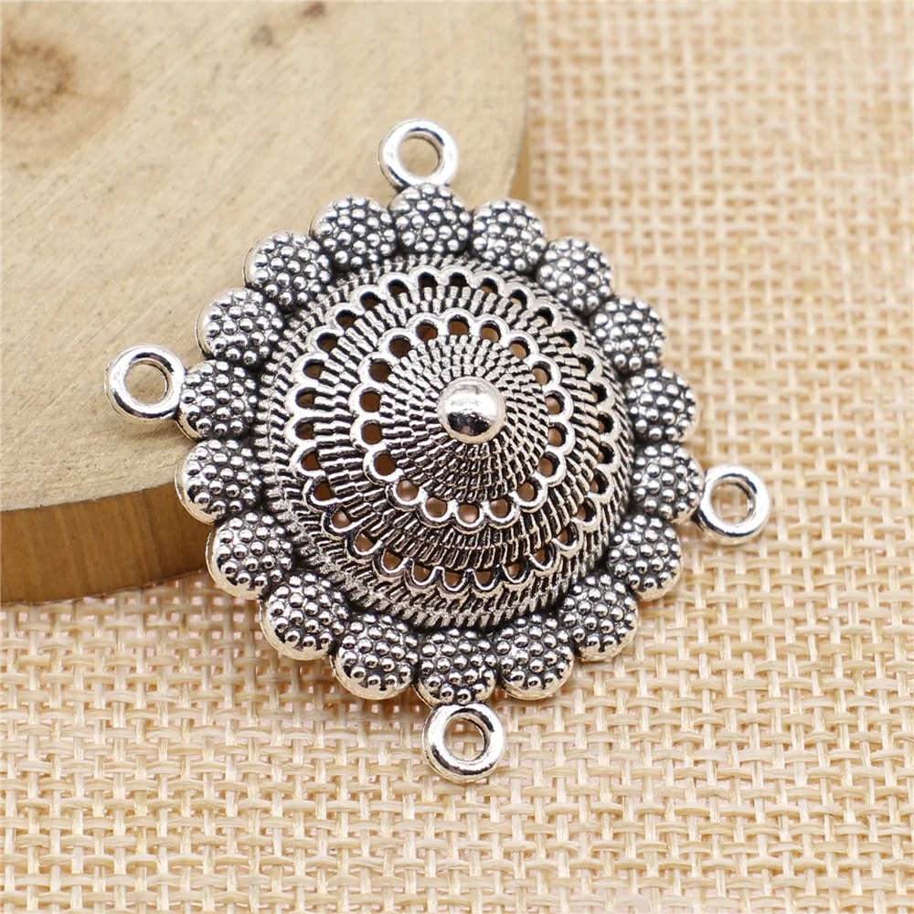 

Wholesale 50pcs/bag 34x35mm Body Chain Flower Porous Connector Antique Silver Color Jewelry Findings Jewelry Accessories