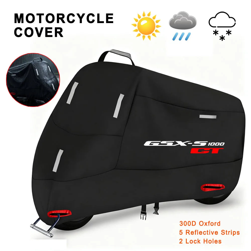 Motorcycle Cover 300D Oxford Waterproof Outdoor Snow Dust UV Protection for GSX-S1000GT GSX S1000GT GSXS 1000 GT 2023 2022