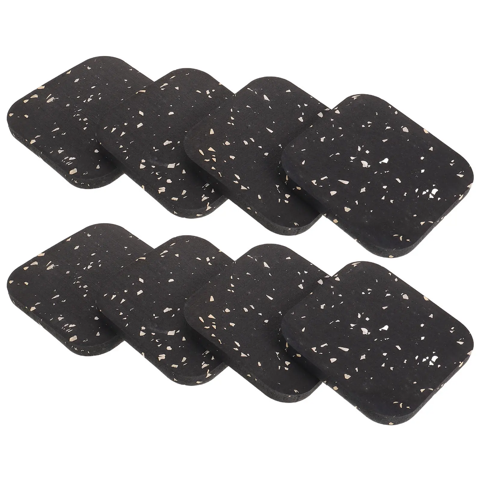8Pcs High Density Noise Absorbing Treadmill Mat Shock Proof Rubber Pads Thick Anti Floor 4x4x0.4 Black