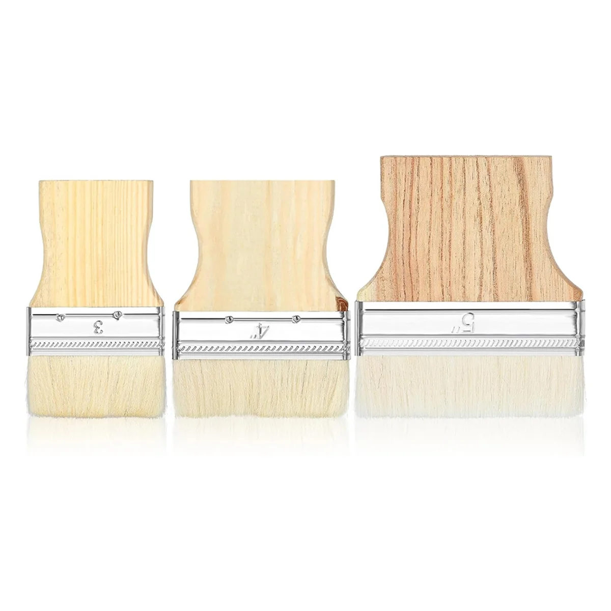 Nieuwe 3-delige platte peddel kwastenset, brede kwast grote kwast 3/4/5 inch kwast voor olie- en acrylverf