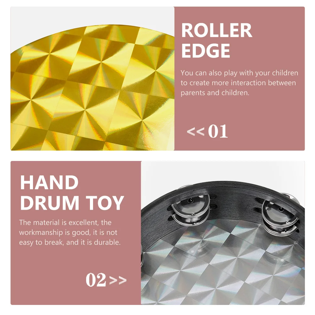 

Double Row Tambourine Musical Hand Drum Educational Interactive Instrument for Kids Early Music Development Percussion Handheld